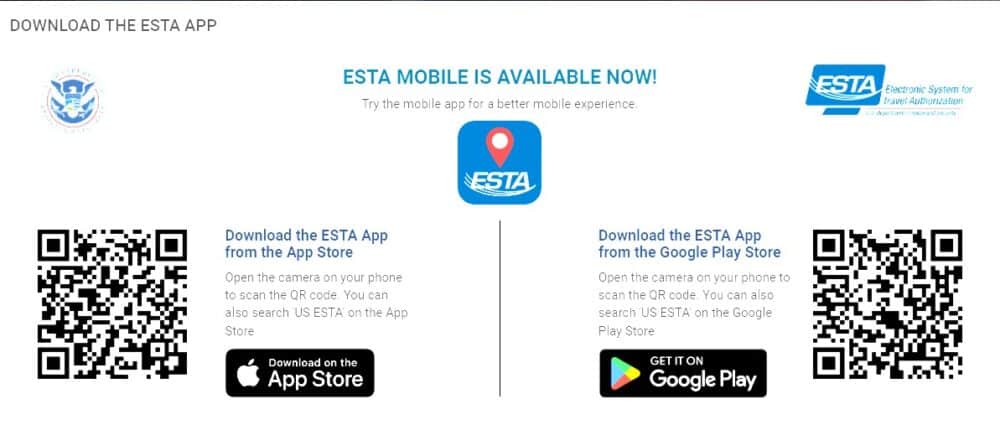 ESTA app officiel