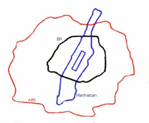 taille de Manhattan comparée à Paris