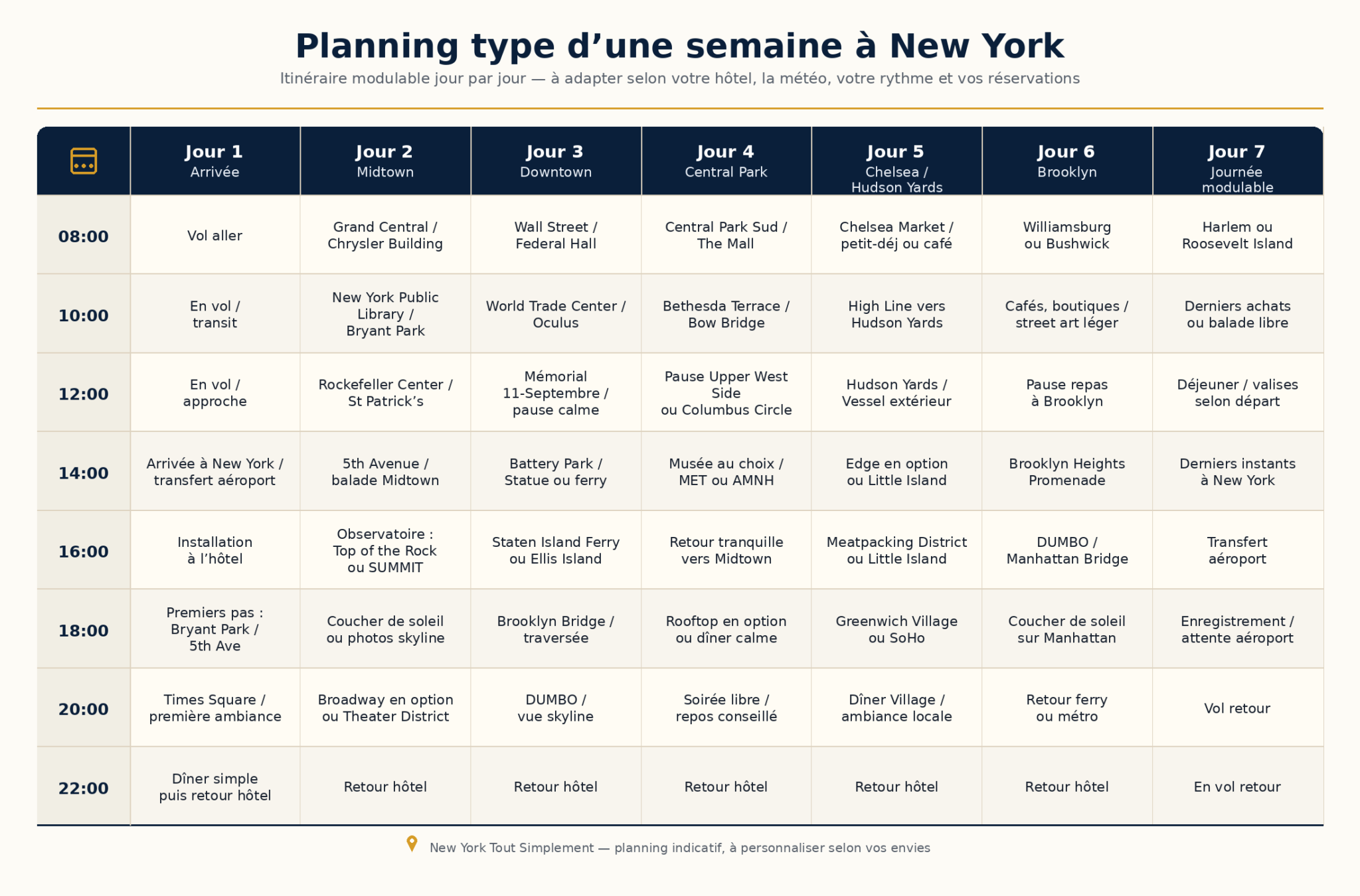 Planning 1 semaine New York