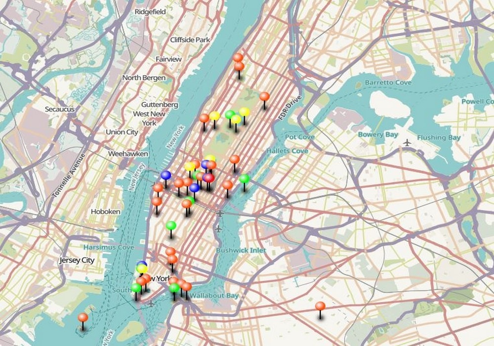 carte 44 lieux à New York