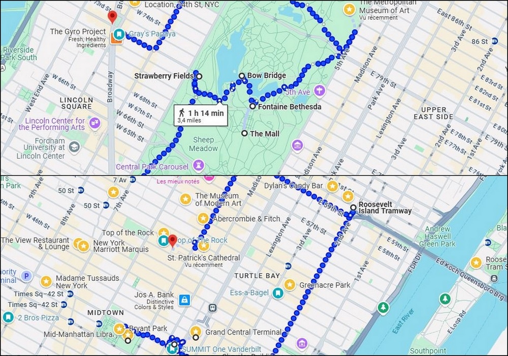 Itinéraires à Pied - Manhattan